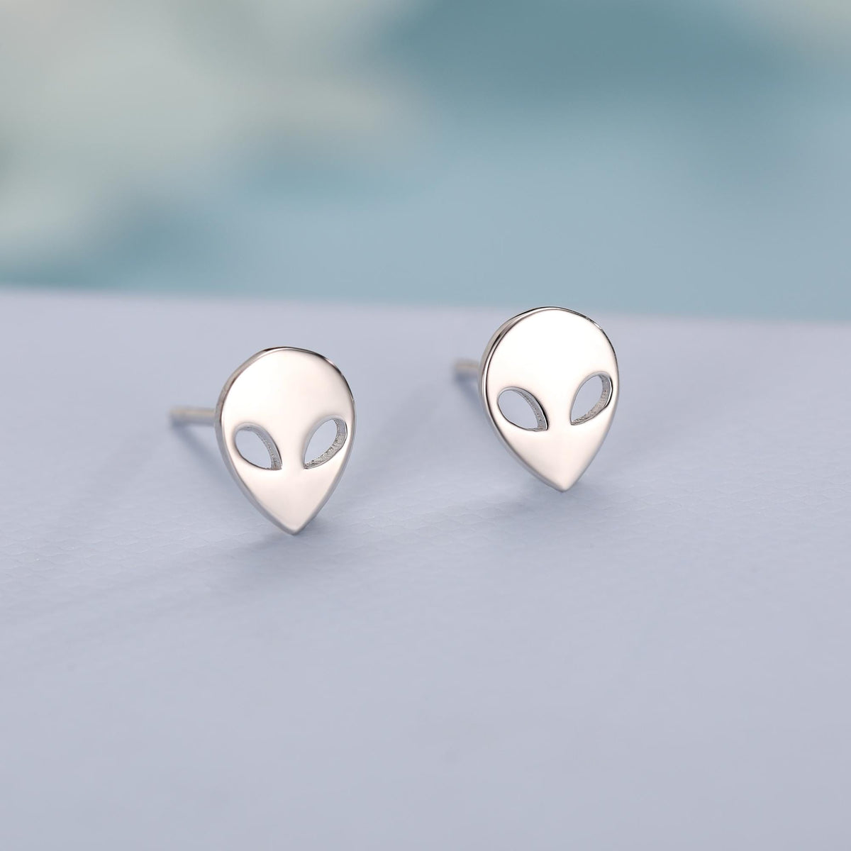 Alien Stud Earrings in Sterling Silver, Silver or Gold, UFO Earrings, Fun and Quirky Jewellery