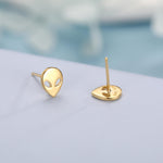 Alien Stud Earrings in Sterling Silver, Silver or Gold, UFO Earrings, Fun and Quirky Jewellery
