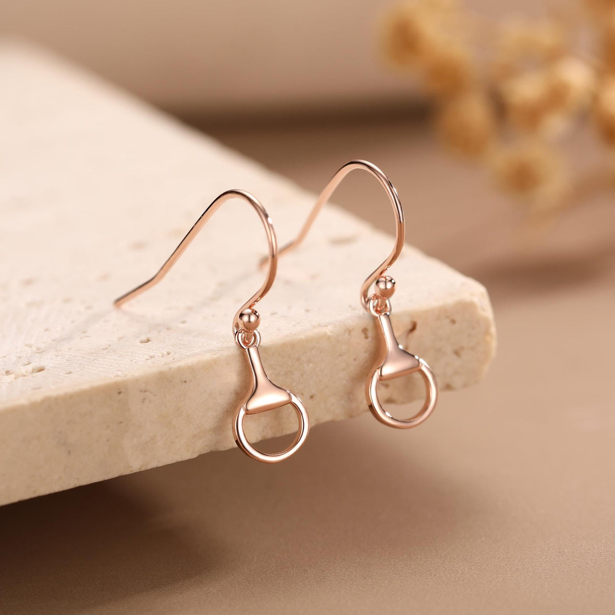 Snaffle Bit Drop Hook Earrings in Sterling Silver, Silver, Gold or Rose Gold, Horse Earrings, Horse Charm, Horse Gift, Horse Jewellery
