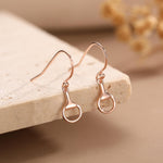 Snaffle Bit Drop Hook Earrings in Sterling Silver, Silver, Gold or Rose Gold, Horse Earrings, Horse Charm, Horse Gift, Horse Jewellery