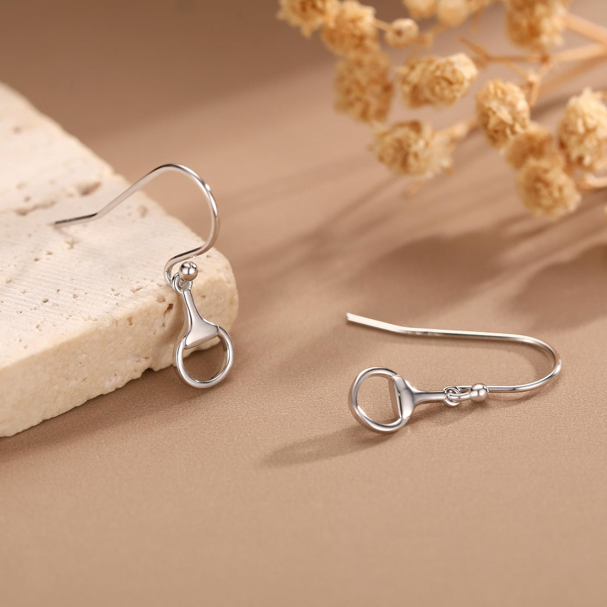Snaffle Bit Drop Hook Earrings in Sterling Silver, Silver, Gold or Rose Gold, Horse Earrings, Horse Charm, Horse Gift, Horse Jewellery