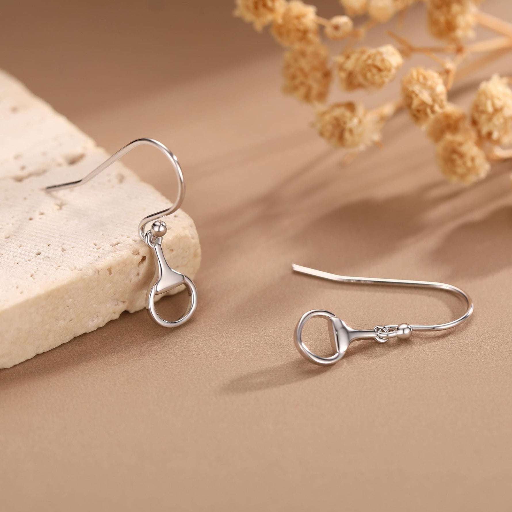Snaffle Bit Drop Hook Earrings in Sterling Silver, Silver, Gold or Rose Gold, Horse Earrings, Horse Charm, Horse Gift, Horse Jewellery