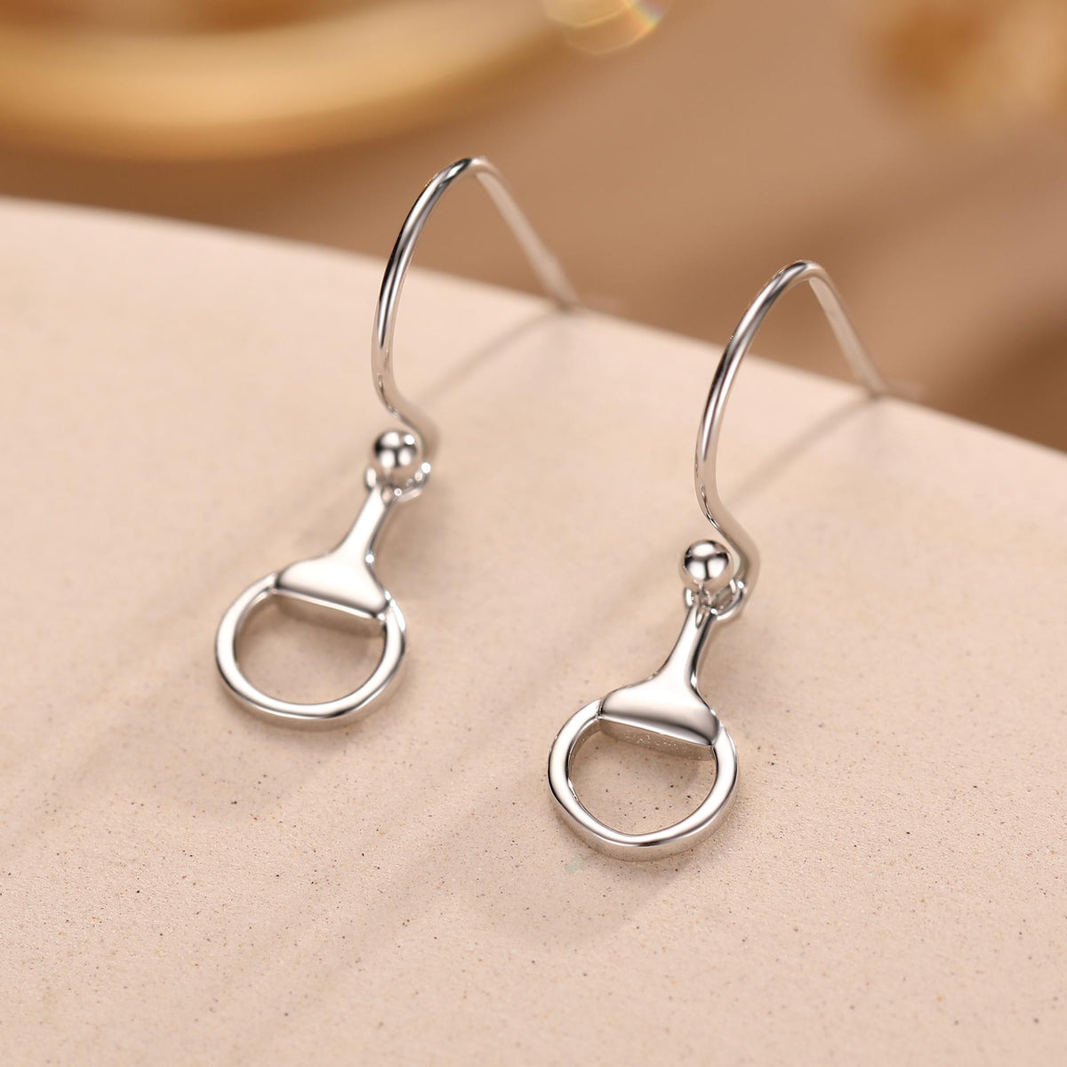 Snaffle Bit Drop Hook Earrings in Sterling Silver, Silver, Gold or Rose Gold, Horse Earrings, Horse Charm, Horse Gift, Horse Jewellery