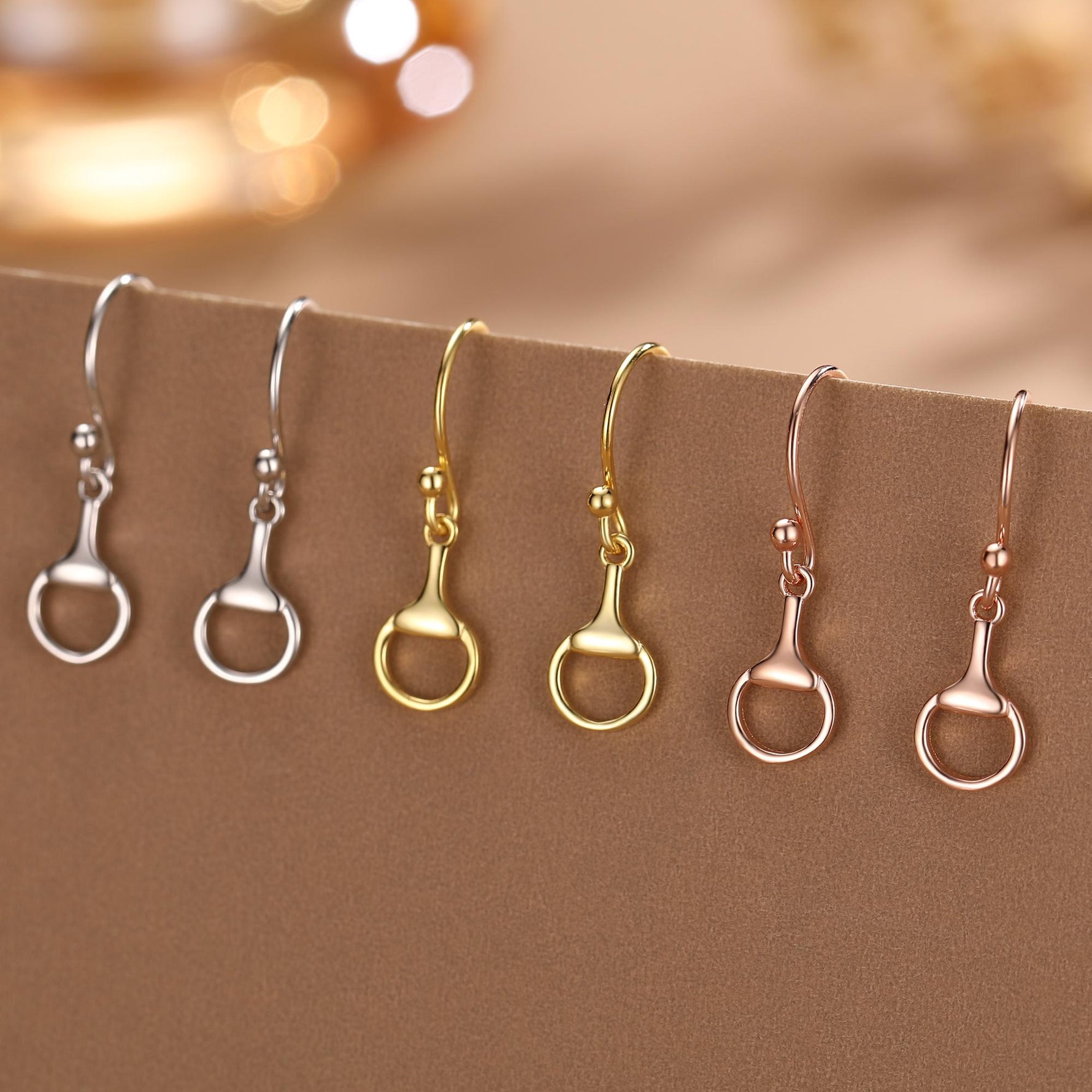 Snaffle Bit Drop Hook Earrings in Sterling Silver, Silver, Gold or Rose Gold, Horse Earrings, Horse Charm, Horse Gift, Horse Jewellery