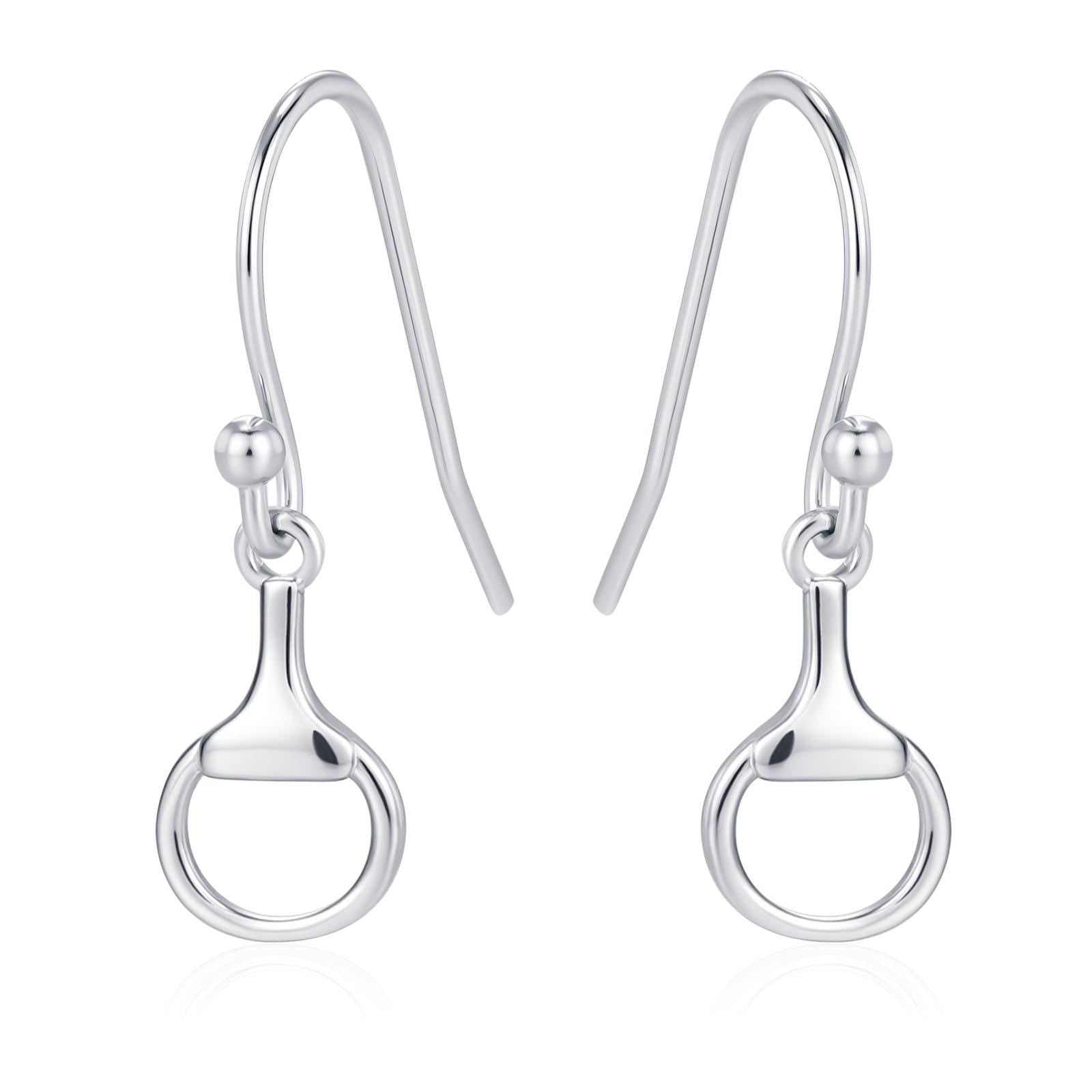 Snaffle Bit Drop Hook Earrings in Sterling Silver, Silver, Gold or Rose Gold, Horse Earrings, Horse Charm, Horse Gift, Horse Jewellery