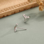 Shark Tooth Design Stud Earrings in Sterling Silver, Silver or Gold, Shark Tooth Shape Earrings, Animal Earrings, Nature Inspired