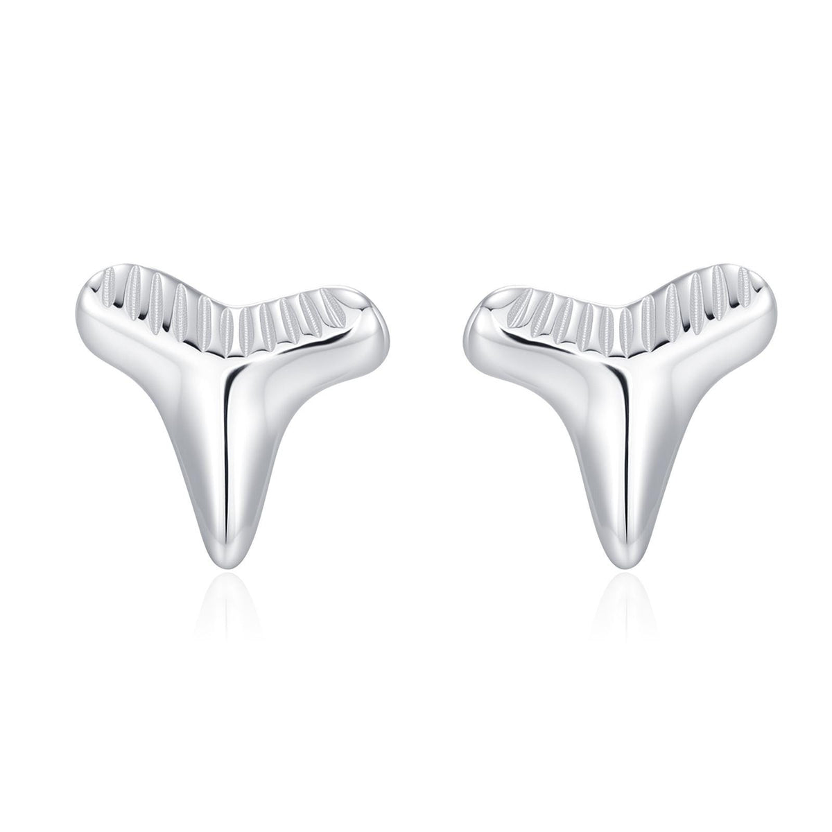Shark Tooth Design Stud Earrings in Sterling Silver, Silver or Gold, Shark Tooth Shape Earrings, Animal Earrings, Nature Inspired