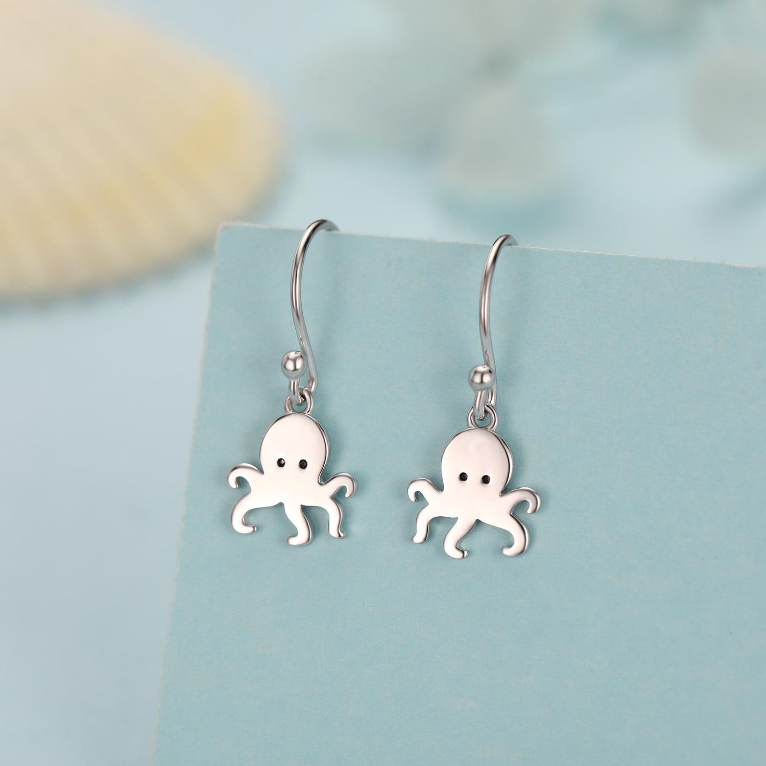 Octopus Drop Hook Earrings in Sterling Silver, Octopus Dangle Earrings, Fish Earrings, Ocean Nautical Earrings