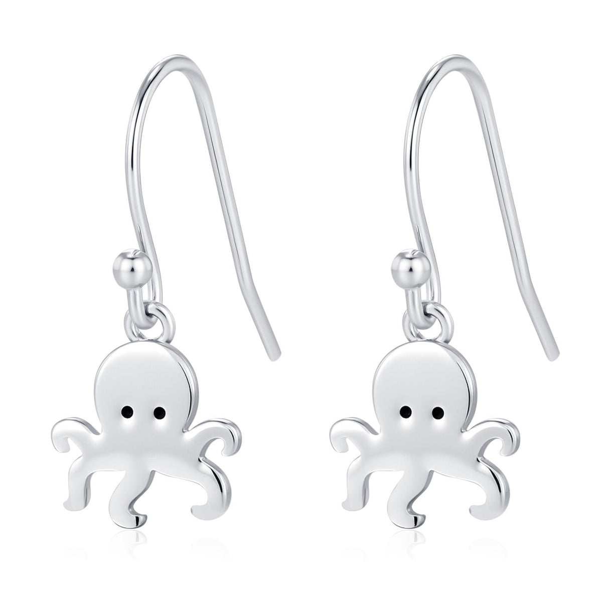Octopus Drop Hook Earrings in Sterling Silver, Octopus Dangle Earrings, Fish Earrings, Ocean Nautical Earrings