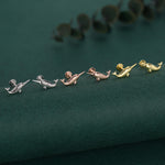 Tiny Narwhal Unicorn Whale Stud Earrings in Sterling Silver, Gift for Her, Animal Lover, Nature Inspired, Nautical Ocean