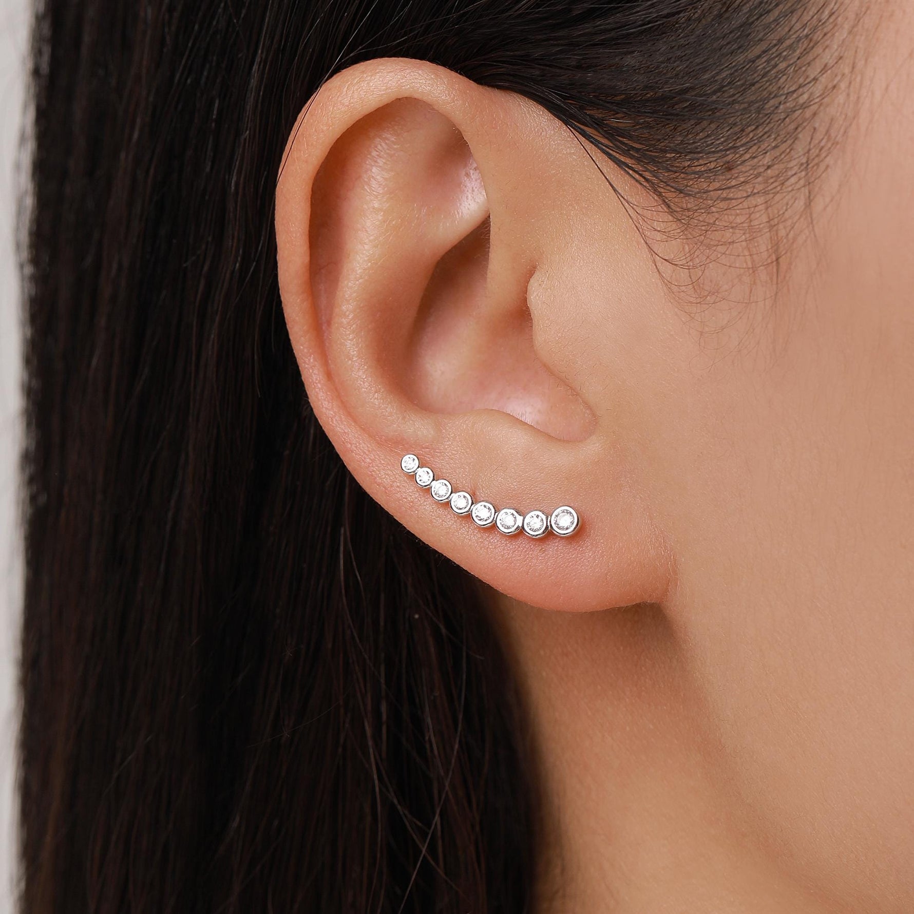Pebble CZ Crawler Earrings in Sterling Silver, Silver, Gold or Rose Gold, Dotted Ear Crawlers, Dots Crawler, Bobble Crawlers