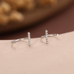 Beaded Bar Open Huggie Hoops in Sterling Silver, Pebble Bar Open Hoops, Bauble Bar Earrings, Silver or Gold or Rose Gold, Bar Earrings