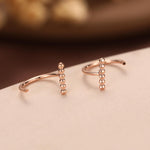 Beaded Bar Open Huggie Hoops in Sterling Silver, Pebble Bar Open Hoops, Bauble Bar Earrings, Silver or Gold or Rose Gold, Bar Earrings