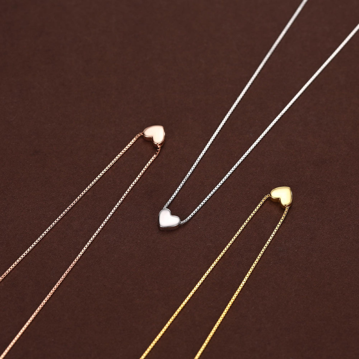 Minimalist Heart Pendant Necklace in Sterling Silver, Gold and Rose Gold. Tiny Heart Necklace, Sweet and Cute