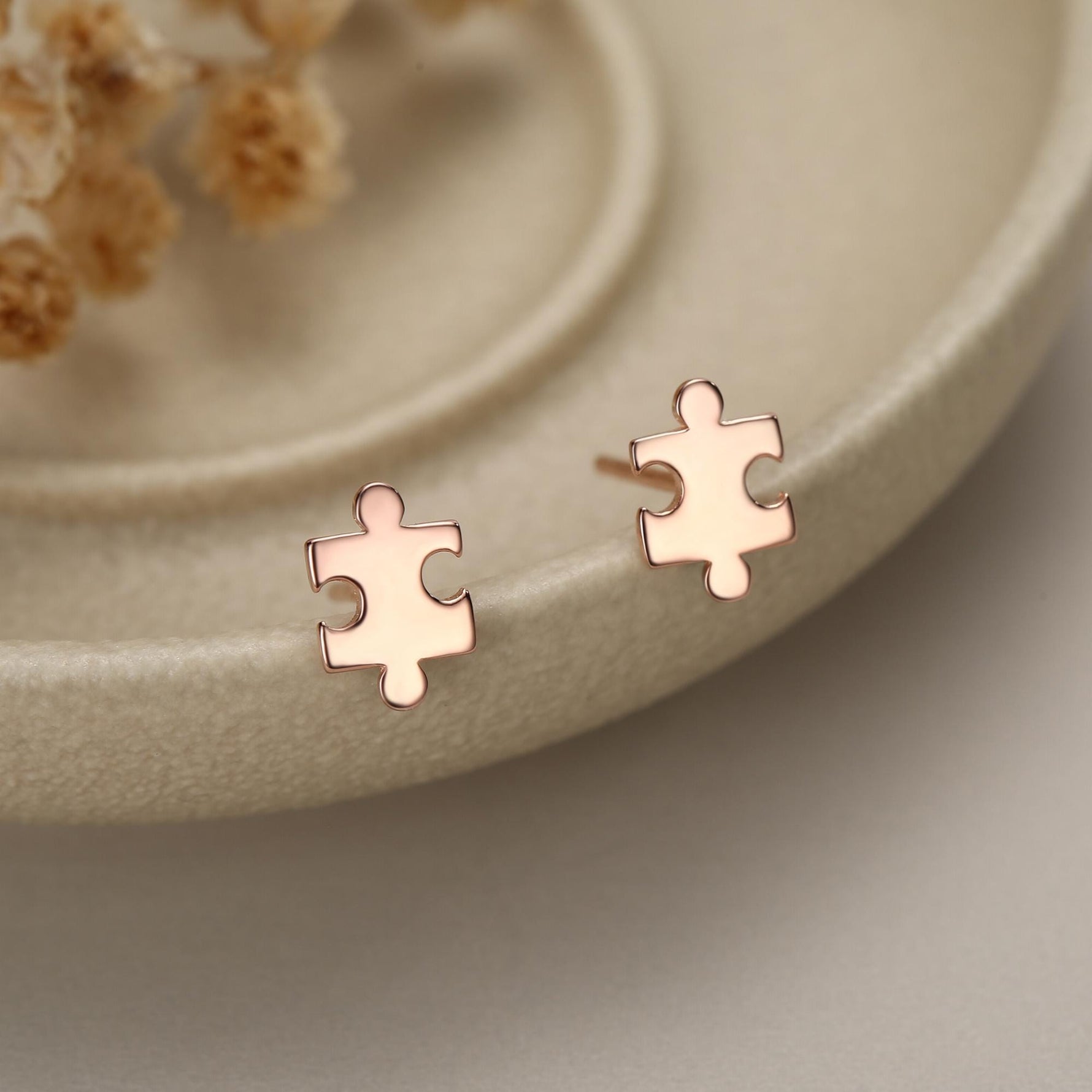 Sterling Silver Puzzle Piece 16G Flat Back Earrings