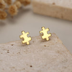Sterling Silver 18G Puzzle Piece Screw Back Earrings