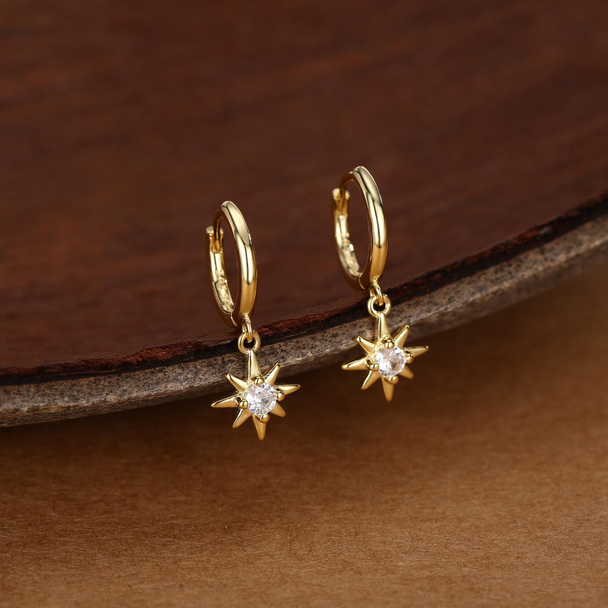 Starburst Huggie Hoop Earrings in Sterling Silver