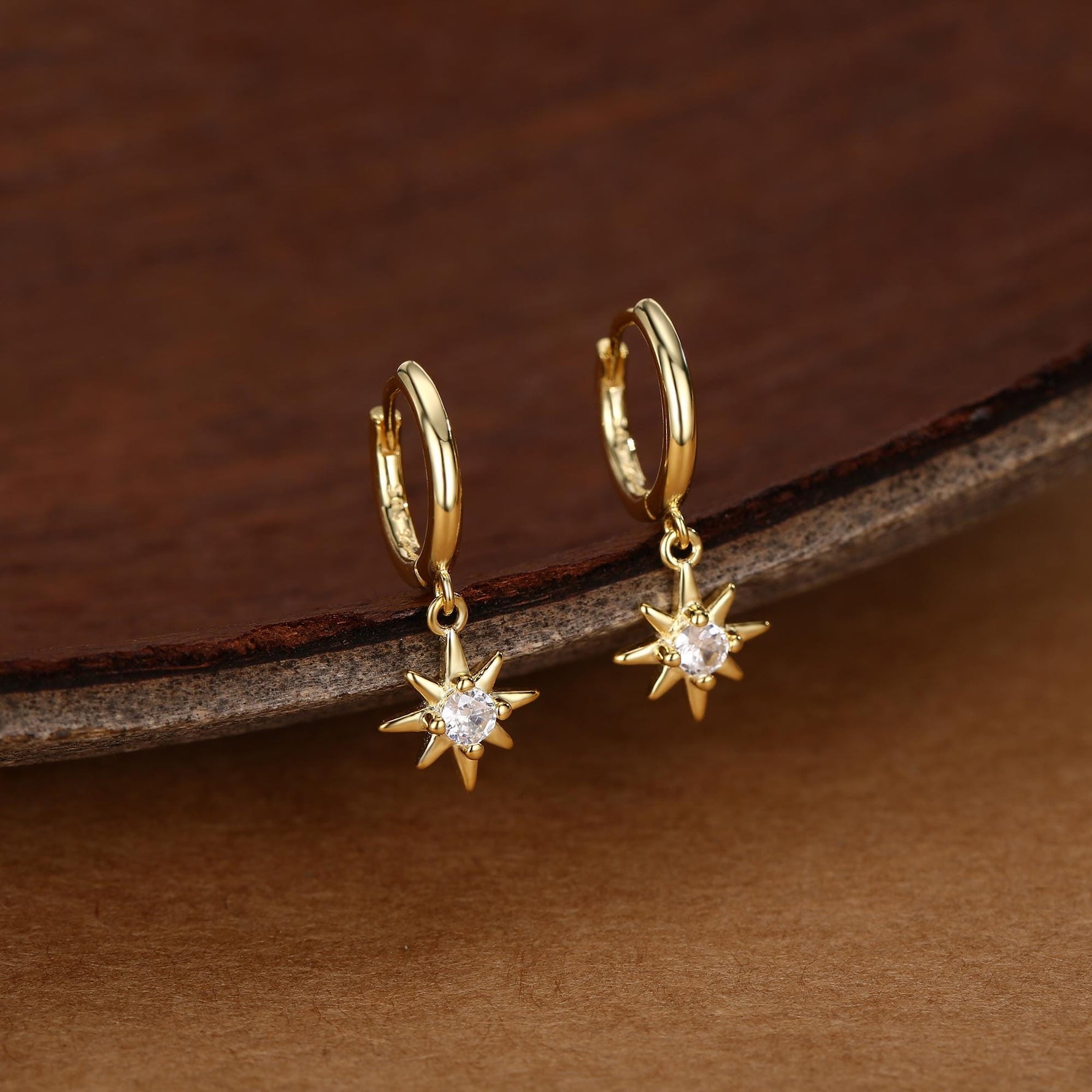 Starburst Huggie Hoop Earrings in Sterling Silver