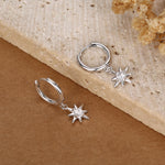 Starburst Huggie Hoop Earrings in Sterling Silver