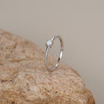 Tiny Fire Opal Ring in Sterling Silver, US 5 - 8, 3mm Opal Ring, Prong Set, Lab Opal Stone Ring, White Opal Ring, Delicate Stacking Ring,