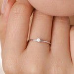 Tiny Fire Opal Ring in Sterling Silver, US 5 - 8, 3mm Opal Ring, Prong Set, Lab Opal Stone Ring, White Opal Ring, Delicate Stacking Ring,