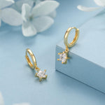 CZ Star Huggie Hoop Earrings in Sterling Silver, Silver or Gold, North Star Dangle Earrings, Sunburst Earrings, Celestial Jewellery