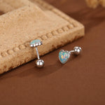 Green Opal Heart Screw Back Earrings in Sterling Silver, Opal Heart Earrings, Silver or Gold, Heart Earrings, Aqua Green Blue Opal Earrings
