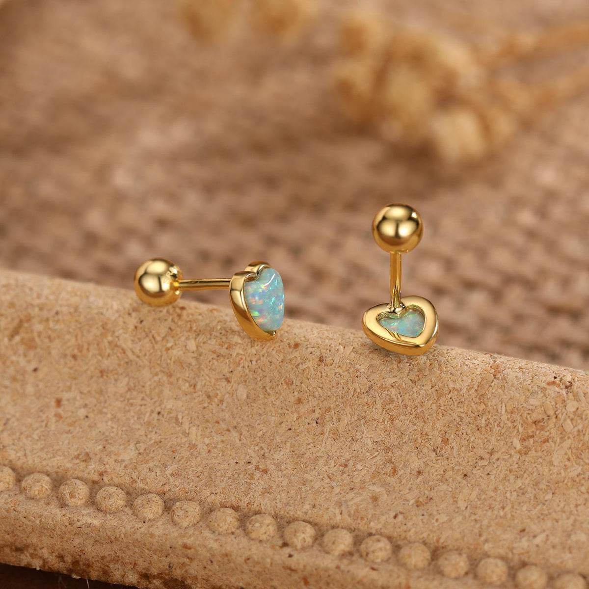 Green Opal Heart Screw Back Earrings in Sterling Silver, Opal Heart Earrings, Silver or Gold, Heart Earrings, Aqua Green Blue Opal Earrings