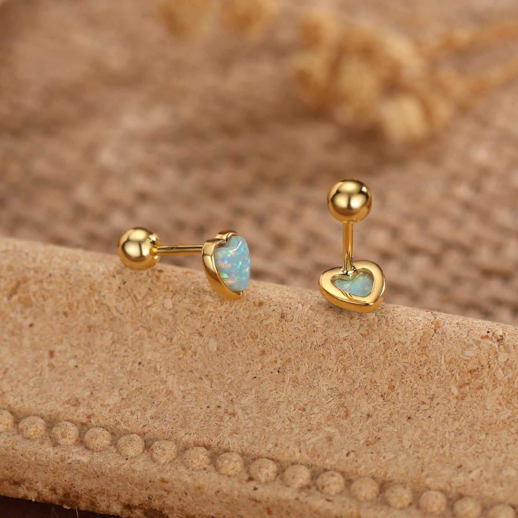 Green Opal Heart Screw Back Earrings in Sterling Silver, Opal Heart Earrings, Silver or Gold, Heart Earrings, Aqua Green Blue Opal Earrings