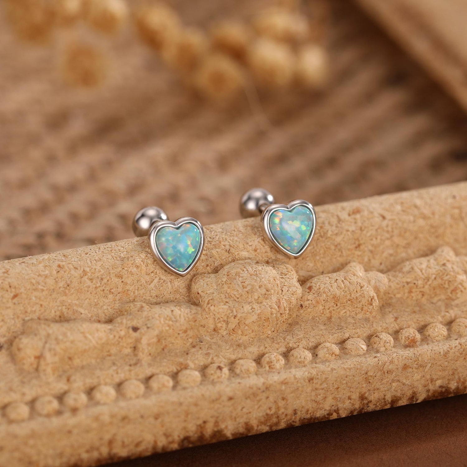 Green Opal Heart Screw Back Earrings in Sterling Silver, Opal Heart Earrings, Silver or Gold, Heart Earrings, Aqua Green Blue Opal Earrings