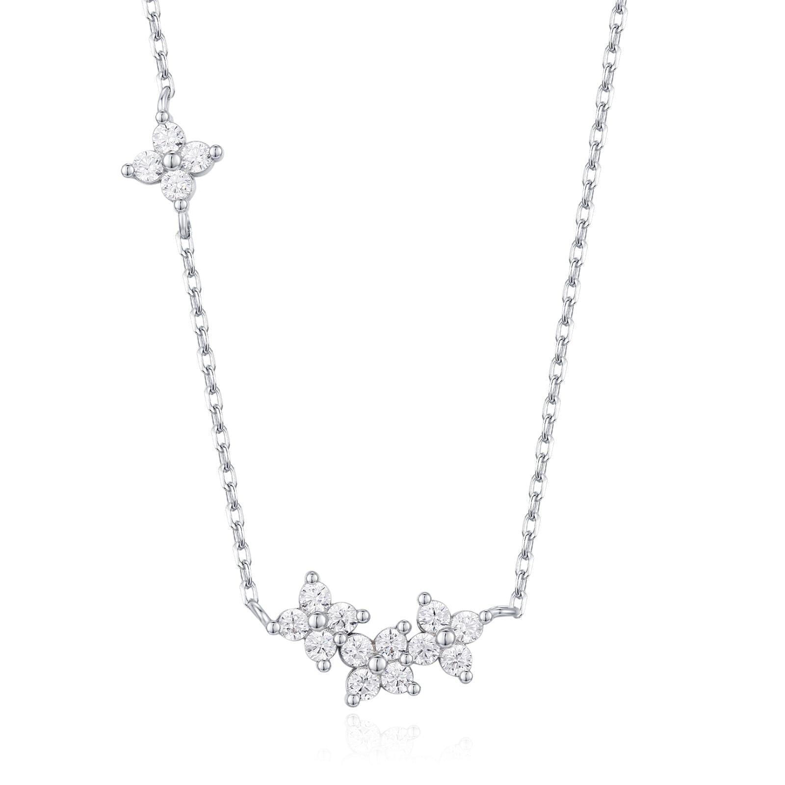 Tiny Hydrangea Bouquet CZ Necklace in Sterling Silver, Silver or Gold, Tiny CZ Flower Necklace, Tiny CZ Necklace