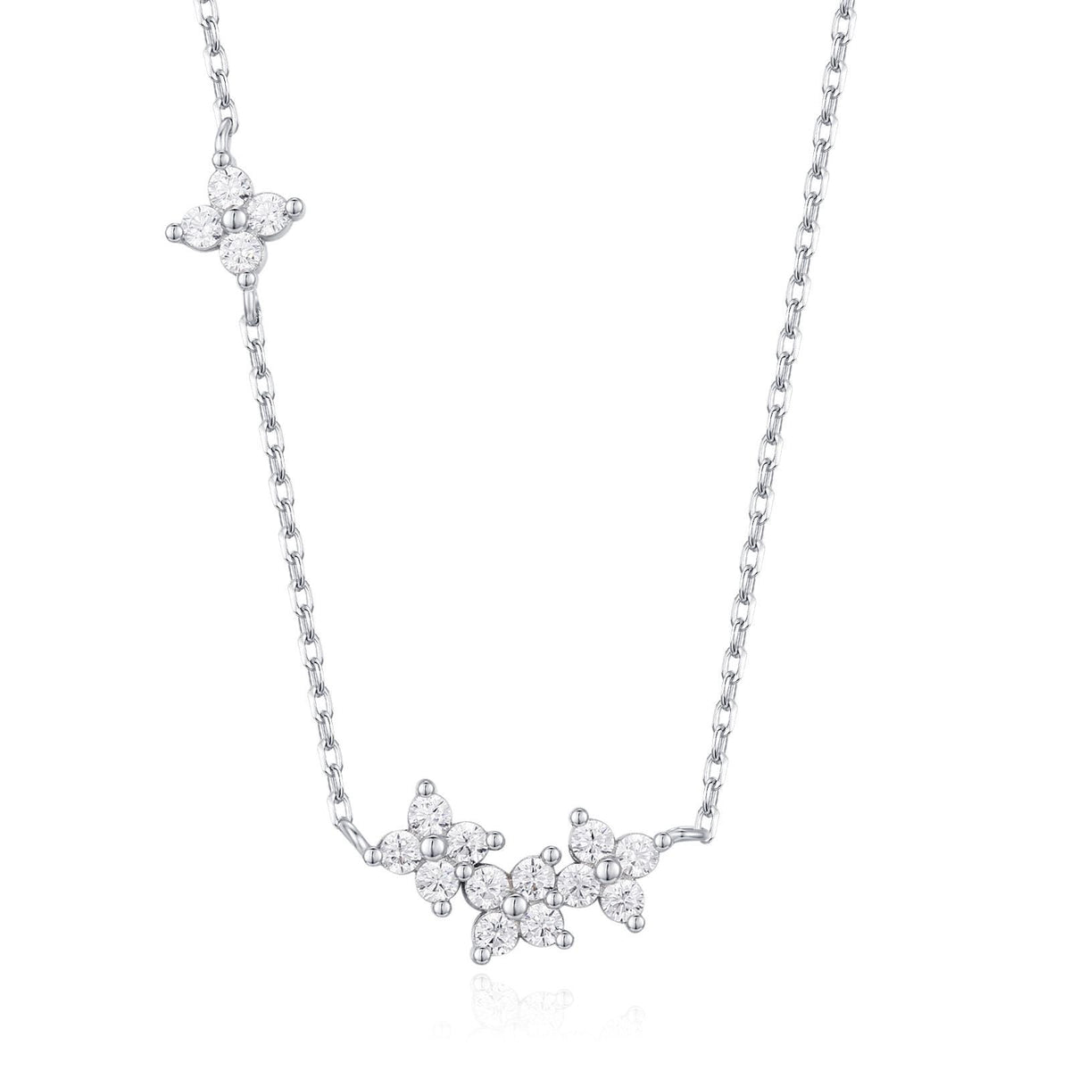CZ Hydrangea Bouquet Charm Necklace