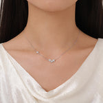 Tiny Hydrangea Bouquet CZ Necklace in Sterling Silver, Silver or Gold, Tiny CZ Flower Necklace, Tiny CZ Necklace