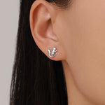 Mismatched Pine Cone and Squirrel Stud Earrings in Sterling Silver