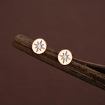 Starburst Disk Stud Earrings in Sterling Silver, Silver or Gold or Rose Gold, Star Earrings, Sunburst Earrings, Celestial Jewellery