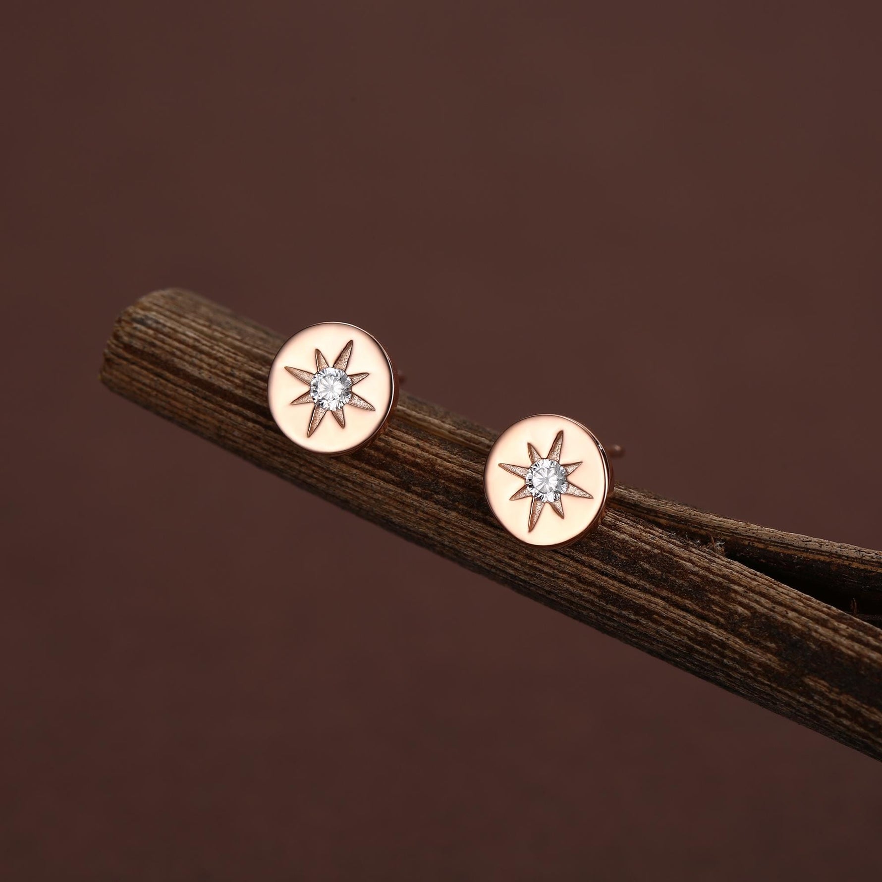 Starburst Disk Stud Earrings in Sterling Silver, Silver or Gold or Rose Gold, Star Earrings, Sunburst Earrings, Celestial Jewellery