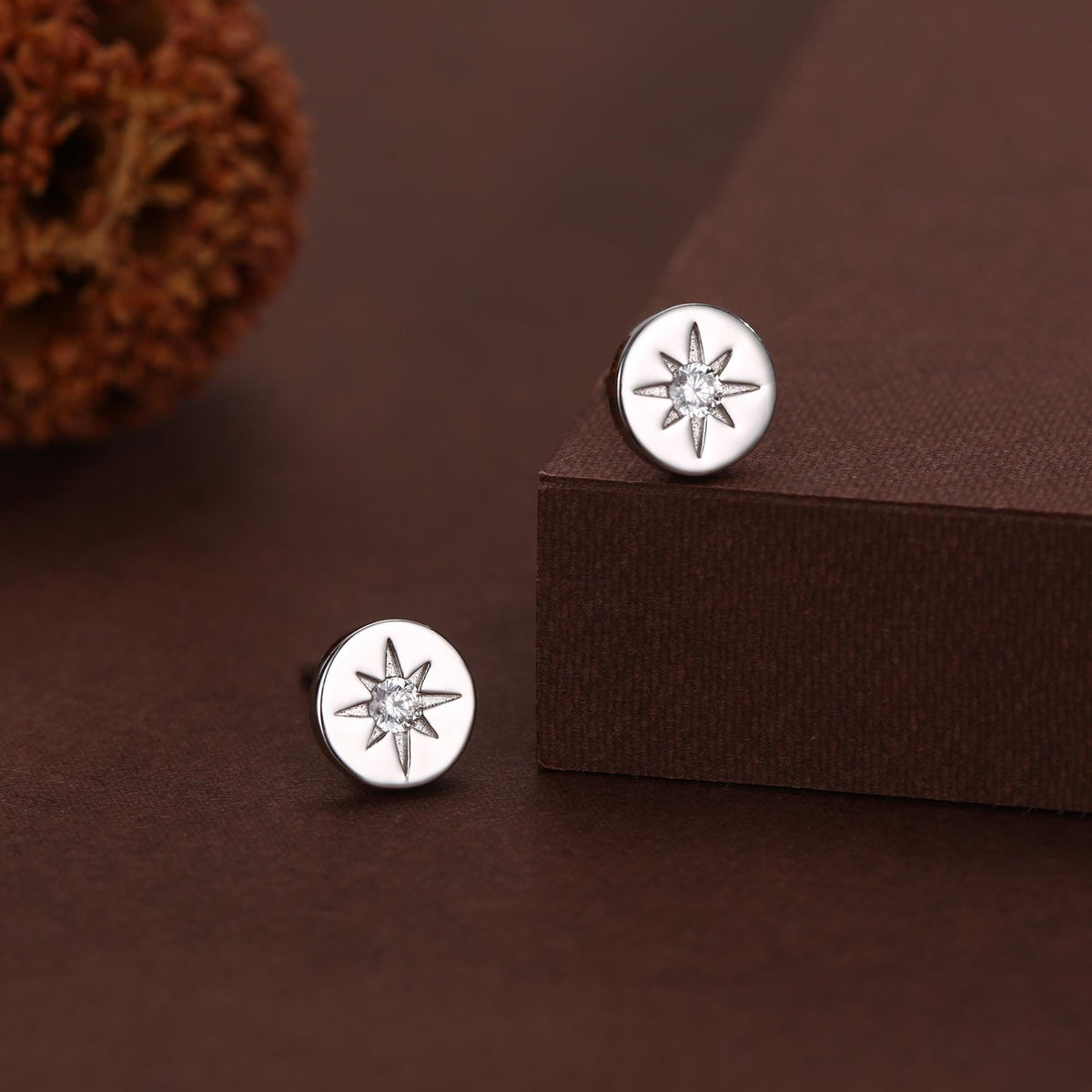 Starburst Disk Stud Earrings in Sterling Silver, Silver or Gold or Rose Gold, Star Earrings, Sunburst Earrings, Celestial Jewellery