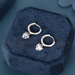 Heart CZ Huggie Hoop in Sterling Silver, Silver or Gold, 8mm Inner Diameter, Stacking Earrings, Heart Hoops, April Birthstone