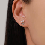 Sterling Silver Two Tone Daisy 16G Flat Back Labret Earrings