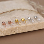 Sterling Silver Tiny Teardrop CZ 18G Screw Back Earrings