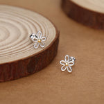 Sterling Silver Two Tone Daisy 18G Screw Back Earrings