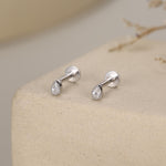 Sterling Silver Tiny Teardrop CZ 16G Flat Back Labret Earrings