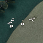Sterling Silver Antler 16G Flat Back Labret Earrings