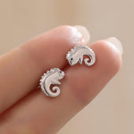 Chameleon Stud Earrings in Sterling Silver, Lizard Stud, Cute Animal Earrings, Nature Inspired Earrings