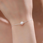 Sterling Silver Natural Pearl Bracelet, Single Genuine Pearl Bracelet, Dainty Freshwater Pearl Bracelet, Silver or Gold