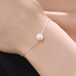 Sterling Silver Natural Pearl Bracelet, Single Genuine Pearl Bracelet, Dainty Freshwater Pearl Bracelet, Silver or Gold