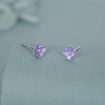 Sterling Silver Purple Hydrangea Enamel Stud Earrings