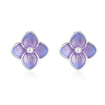 Sterling Silver Purple Hydrangea Enamel Stud Earrings