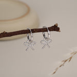 Sterling Silver Bow Charm Hoop Earrings