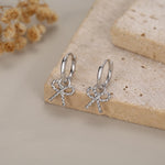 Sterling Silver Bow Charm Hoop Earrings